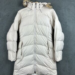 Mountain Hardwear Downtown II Down Parka Coat Snow Cream Faux Fur Hood OL3135 S